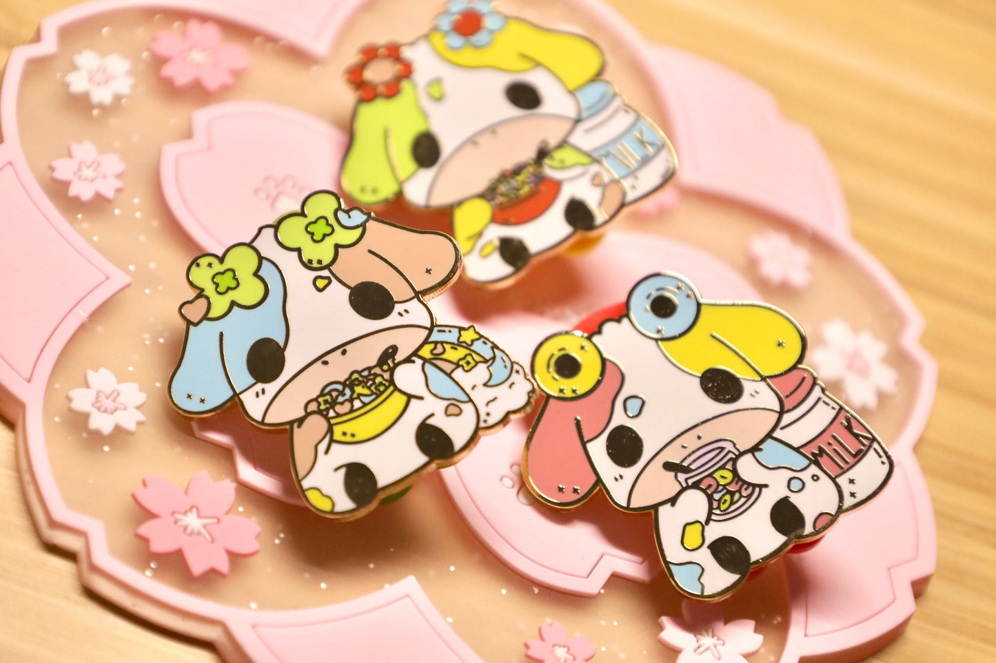Cow Enamel Pin, Cute Enamel Pin, Cereal cow, lucky charm cow, froot loop cow, kawaii cow, cute cow pins, colorful cow, kawaii enamel pin