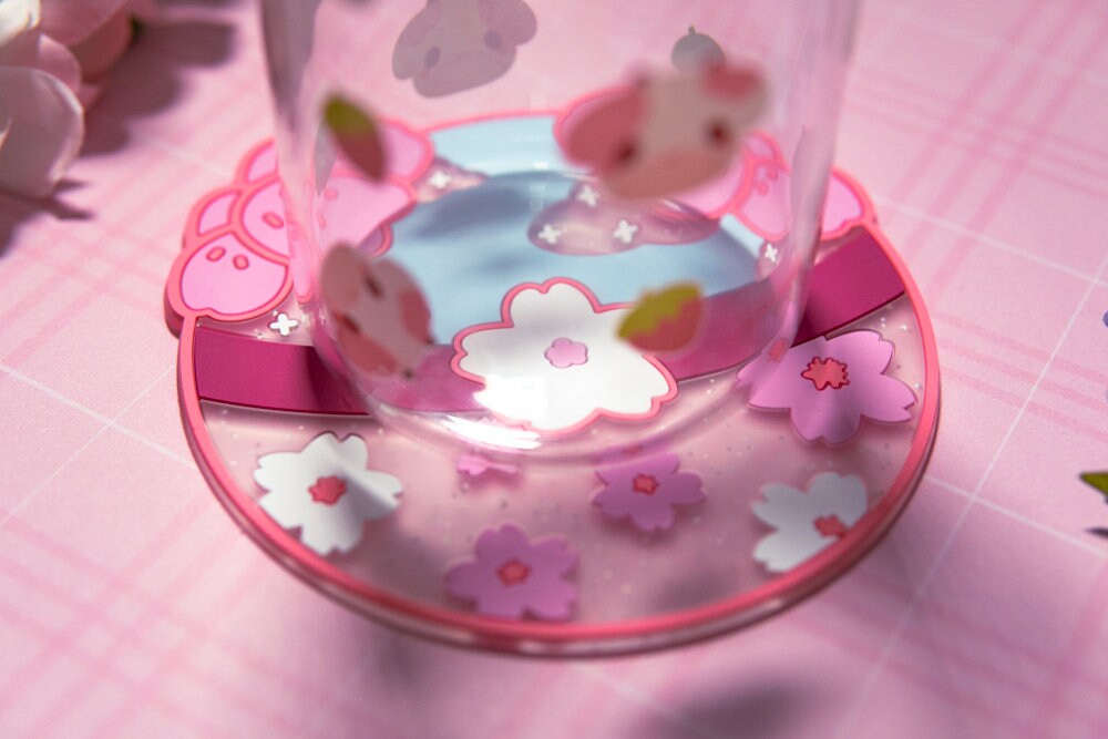 Cute coaster, cherry blossom kawaii coaster, pokeball coaster, kawaii cup bottom, waterproof coaster