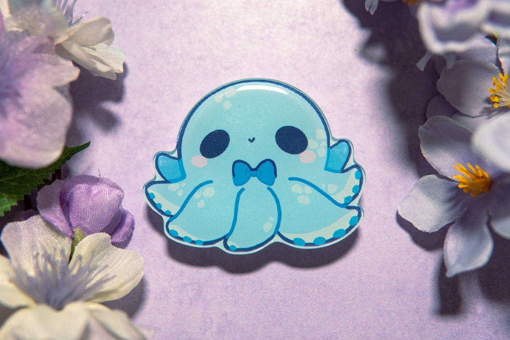 V.13 Cute Phone Grips/ kawaii grip/ Acrylic Octopus grips/ Squid acrylic grips/ Kawaii cute Phone Grips/ Pink phone grips