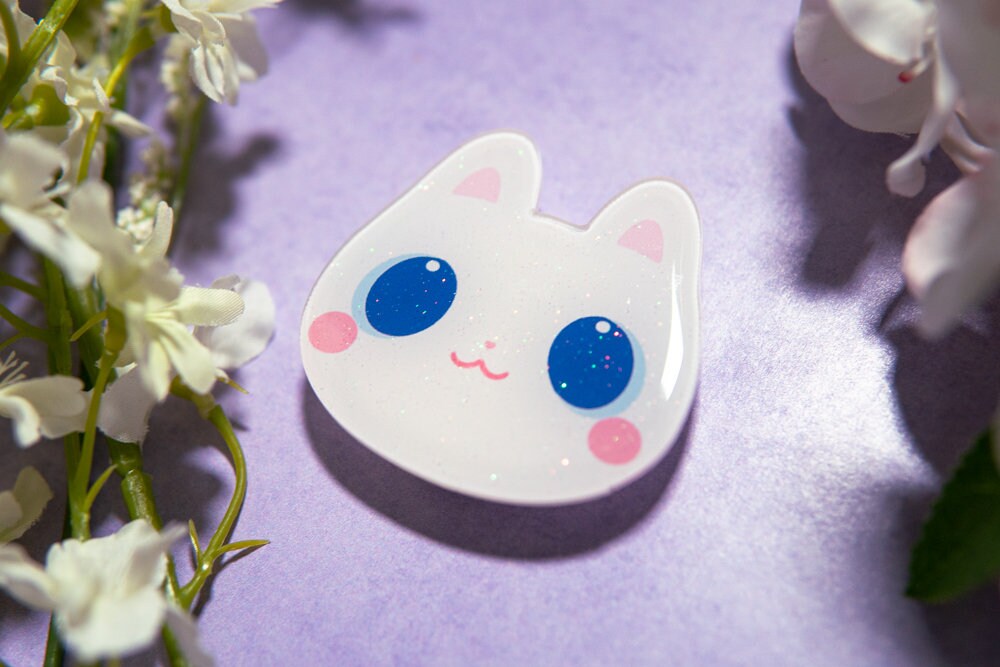 V.9 Cute Kitty Phone Grips/ kawaii grip/ Acrylic Cat grips/ Shiba Inu glitter acrylic grips/ Neko Phone Grips