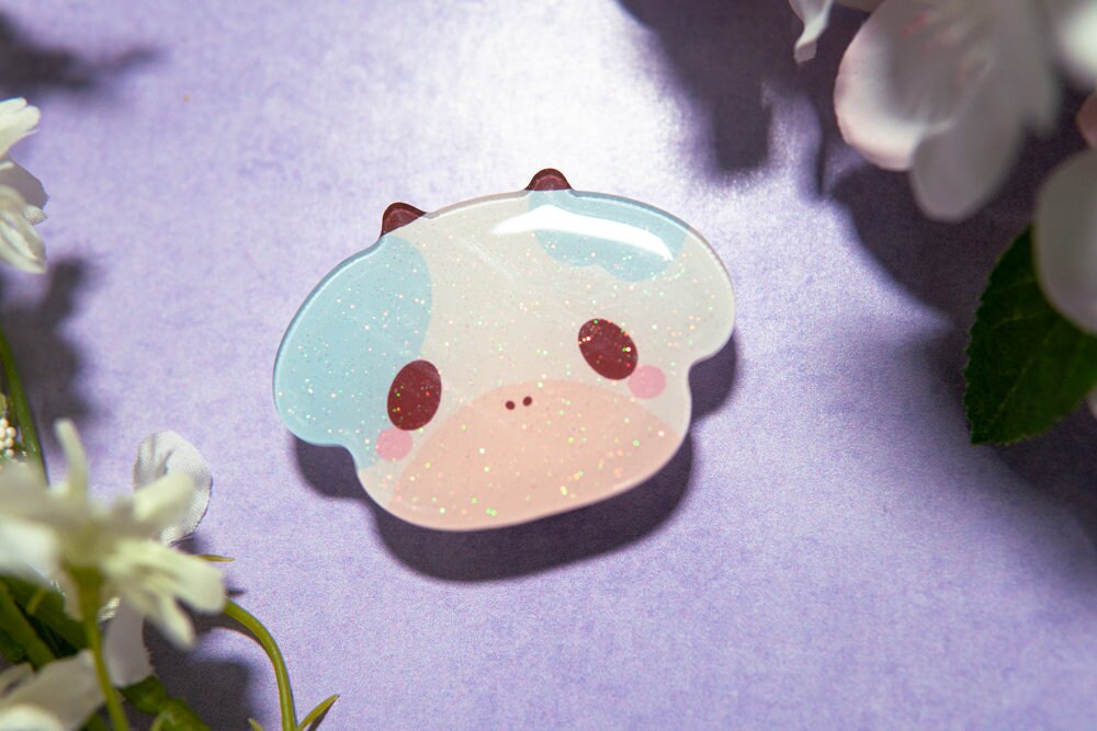 V.7 Cute Animal Phone Grips/ kawaii grip/ Acrylic grips/ glitter acrylic grips/ Cow Phone Grips
