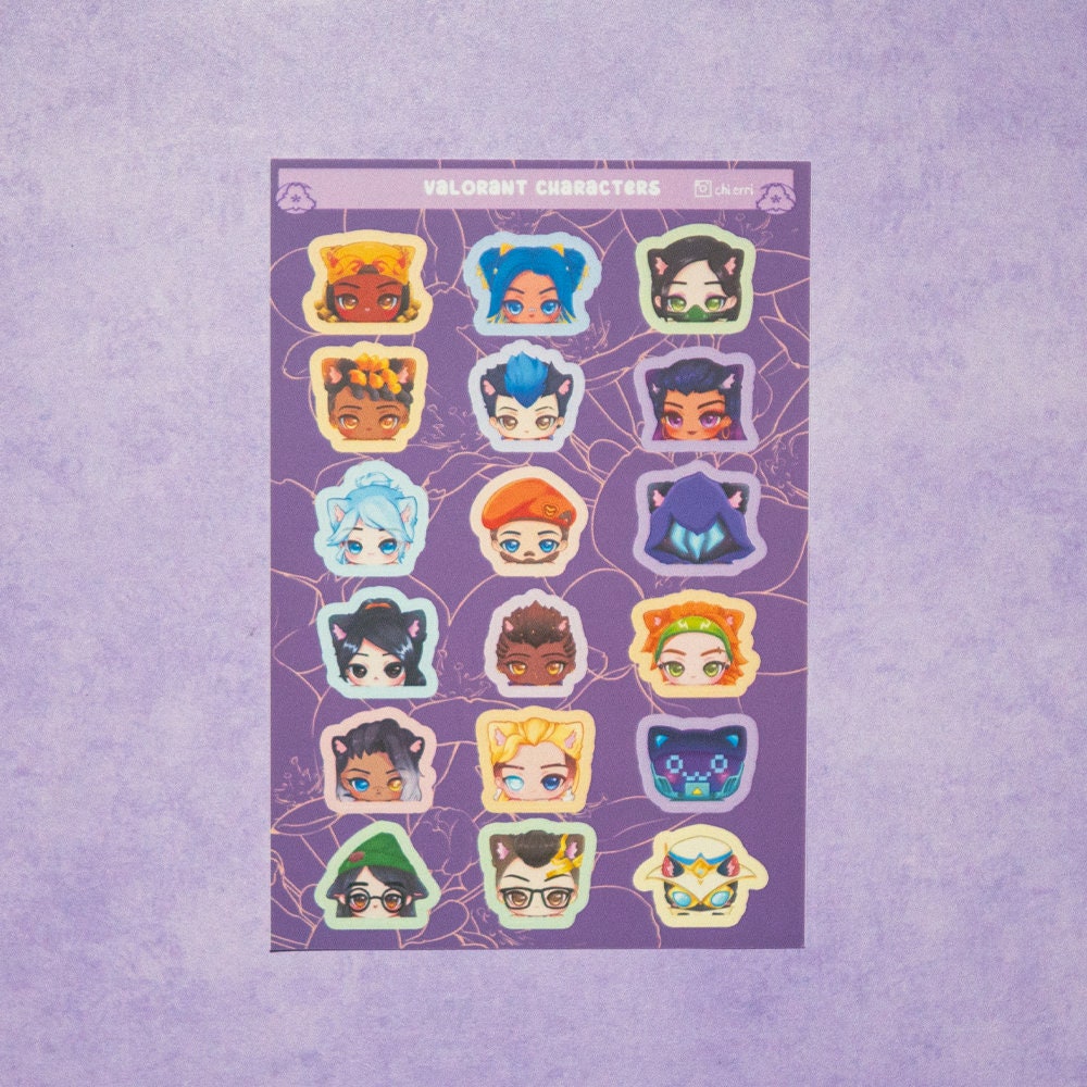 Valo Sticker Sheets/ Agents Sticker / Kawaii Yummy Stickers/ Gamer Sticker / Aesthetic/ Kawaii / Stationary Collection