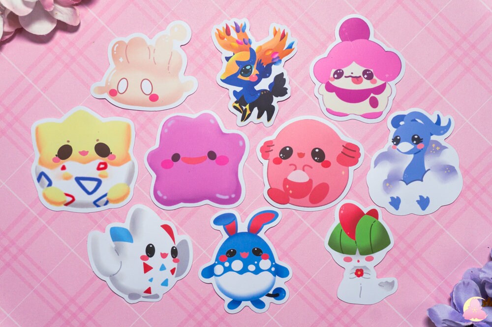 Pkm Sticker Sets Vinyl Waterproof, Matte Stickers, UV light resistance, waterproof stickers, Beginner Pkm