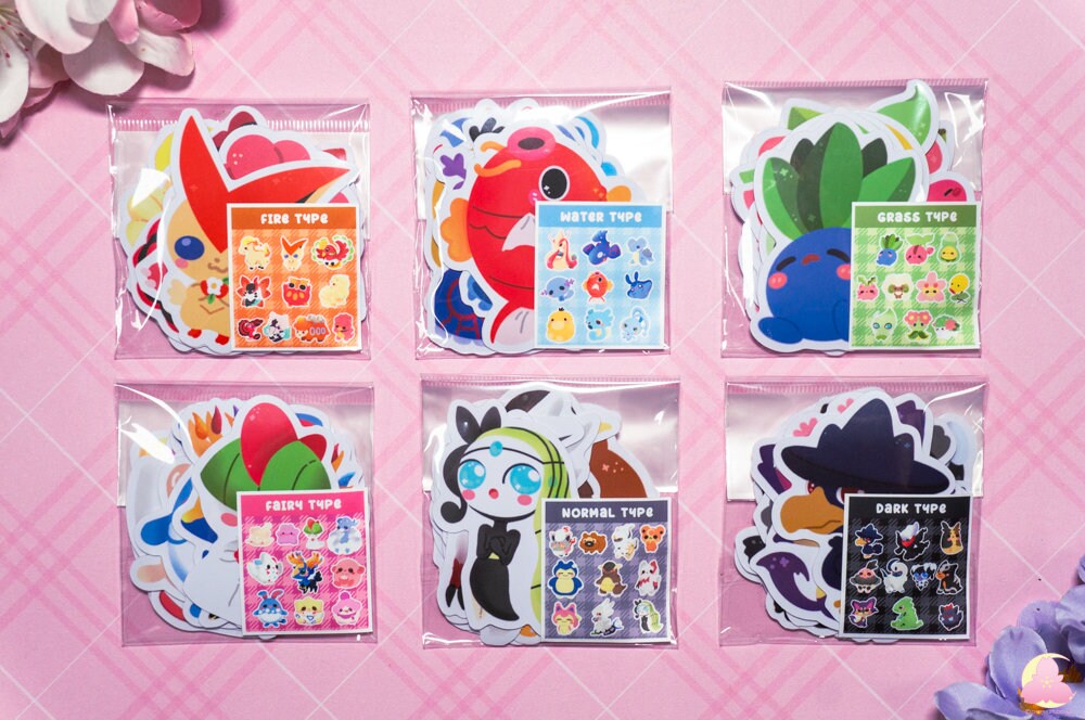 Pkm Sticker Sets Vinyl Waterproof, Matte Stickers, UV light resistance, waterproof stickers, Beginner Pkm