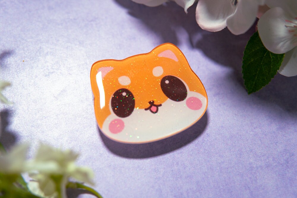 V.9 Cute Kitty Phone Grips/ kawaii grip/ Acrylic Cat grips/ Shiba Inu glitter acrylic grips/ Neko Phone Grips