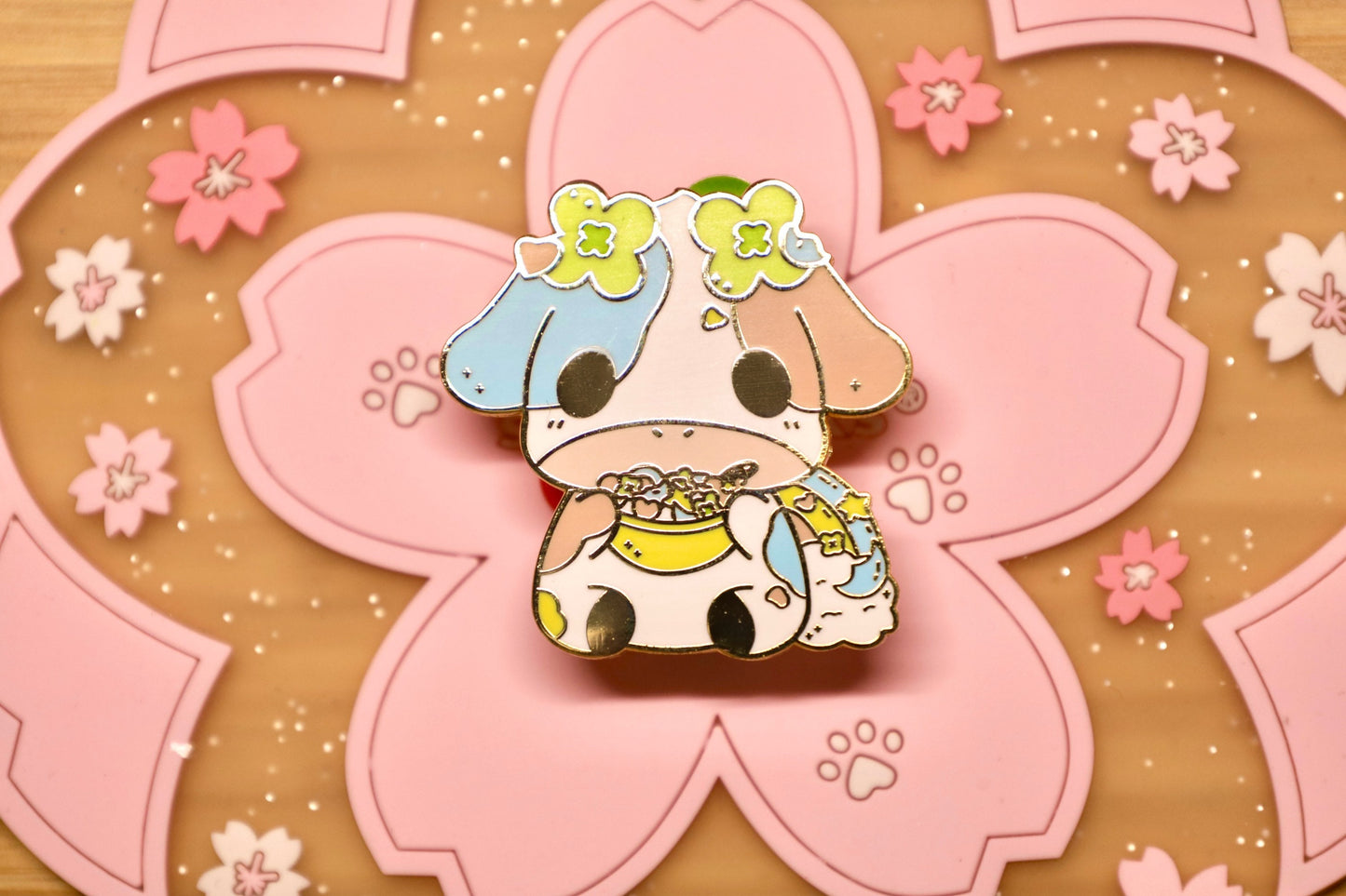 Cow Enamel Pin, Cute Enamel Pin, Cereal cow, lucky charm cow, froot loop cow, kawaii cow, cute cow pins, colorful cow, kawaii enamel pin