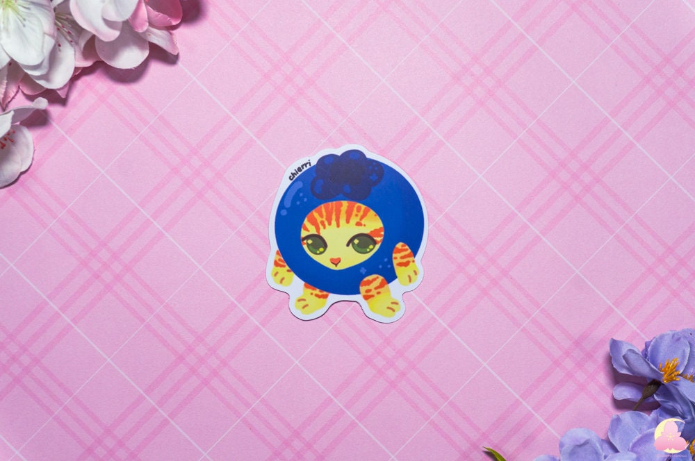 Cute Kitty Sticker Waterproof, Matte Stickers, UV light resistance, waterproof stickers, Cute Stickers, Kawaii Mushroom Stickers