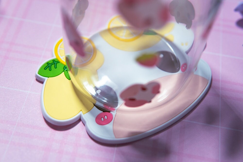 Cow coaster, Cute coaster, Strawberry cow, lemon cow, cute cow coaster, kawaii coaster, pvc coaster, Cute desk coaster, cow kawaii