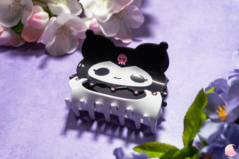Cute Sanwiou and Pink Boy Kawaii hair clips, Hair claws, Acetate hair claws, Karbe hair clips, Rabbit hair clips, Black rabbit hair claw
