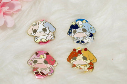 Cow Enamel Pin, Cute Enamel Pin, Strawberry cow, Star cow, Sun cow, Moon cow, Cute cow pins, Cutie cow, Kawaii enamel pin