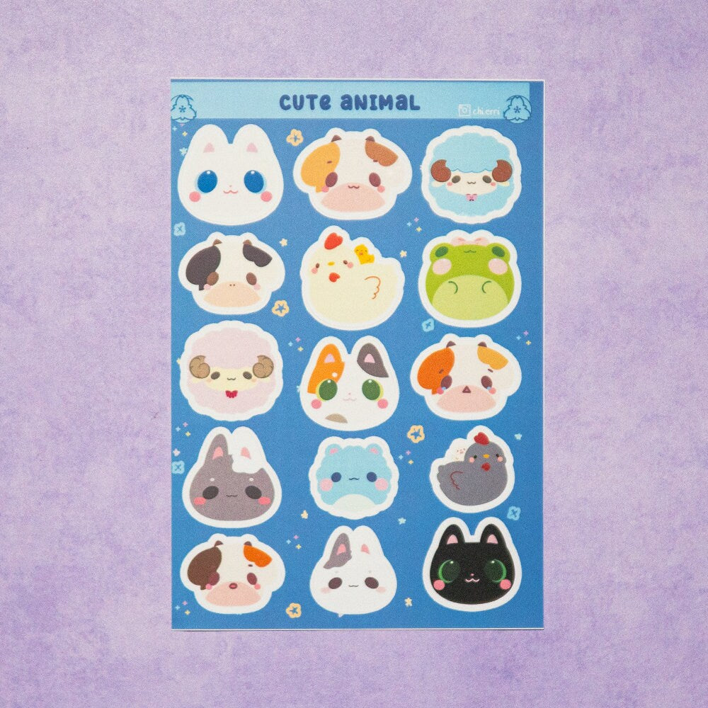 Cute Animal Sticker Sheets/ Farm Animal Sticker / Cute Bear Stickers/ Cow Sticker Sheets / Kawaii / Stationary Preminum Collection