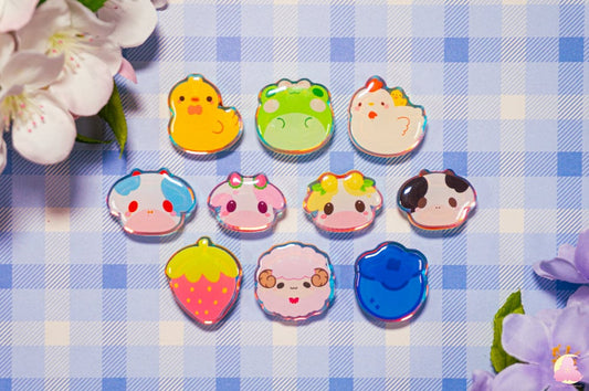 S6. Cute Animal Shoe Charms/ kawaii/ Acrylic/ Shiny acrylic/ Reflective