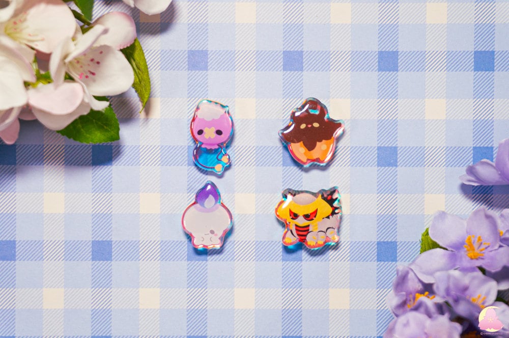 S11. Cute Animal Shoe Charms/ ghost type / kawaii/ Acrylic/ Shiny acrylic/ Reflective