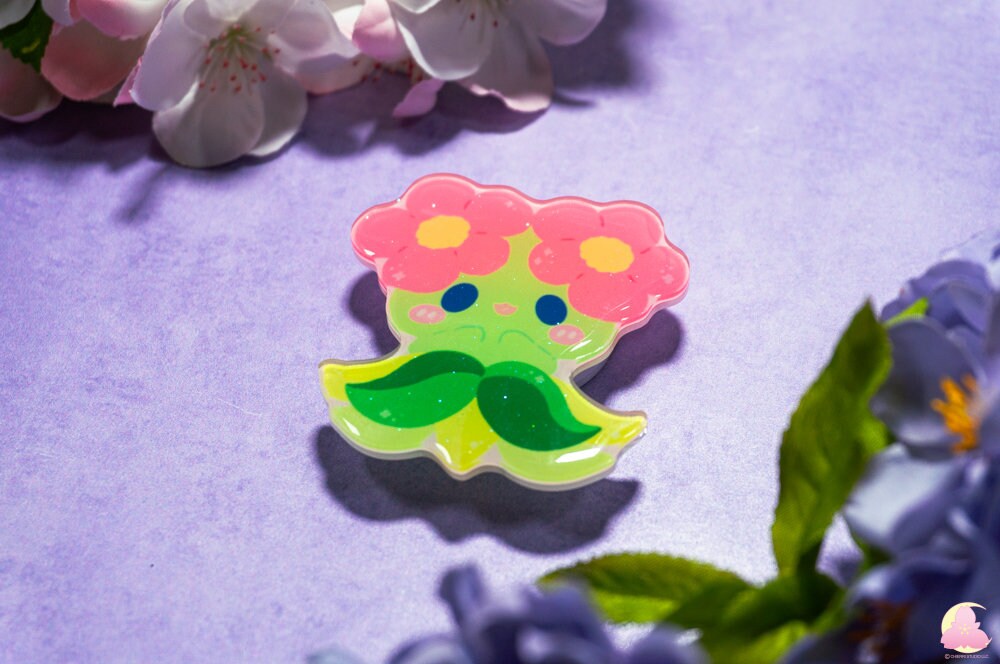 V.X Grass Type/ Cute Animal Phone Grips/Kawaii grip/ Acrylic grips/Glitter acrylic grips/ Poke Phone Grips/ Blossom/ Shaymeen