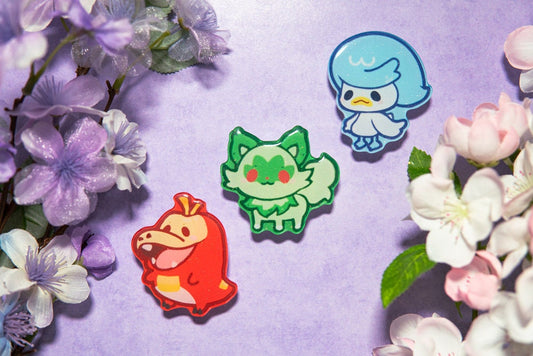 V.17 Cute Starter Phone Grips/ kawaii grip/ Acrylic grips/ glitter acrylic grips/ Animal kawaii/ Sprigatito /Fuecoco / Quaxly