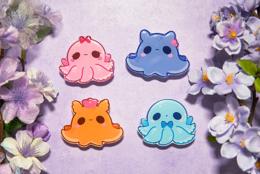 V.13 Cute Phone Grips/ kawaii grip/ Acrylic Octopus grips/ Squid acrylic grips/ Kawaii cute Phone Grips/ Pink phone grips