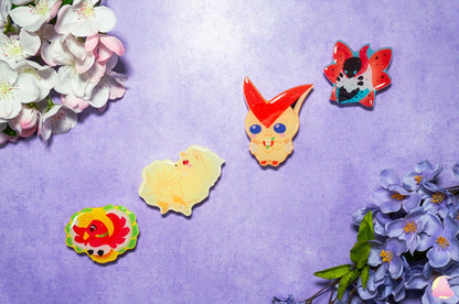 V.X Fire Type/ Cute Animal Phone Grips/Kawaii grip/ Acrylic grips/Glitter acrylic grips/ Poke Phone Grips/ hooh/ 9tails