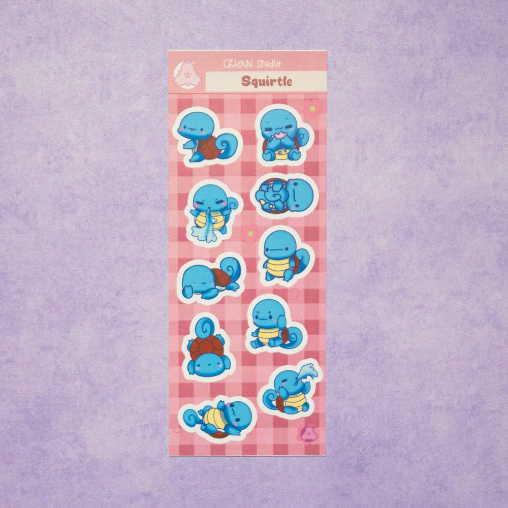 Cute Pokemon Sticker Sheets/ Squirtle Sticker / Beginner Type Stickers/ Gen 1-4 / Gen 5-9 / Kawaii sticker sheets