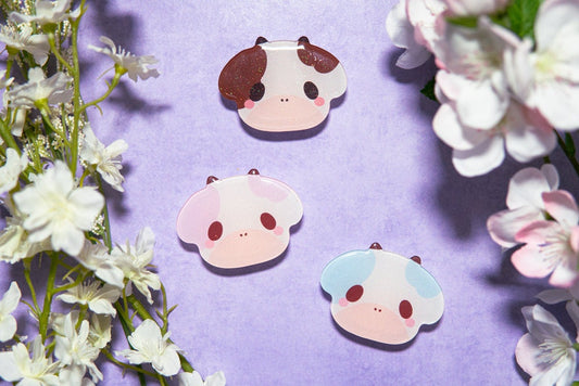 V.7 Cute Animal Phone Grips/ kawaii grip/ Acrylic grips/ glitter acrylic grips/ Cow Phone Grips