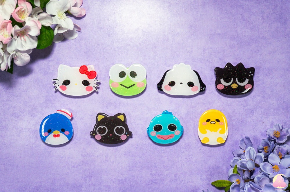 V.19 Cute Phone Grips/ kawaii grip/ Acrylic grips/ glitter acrylic grips/ Animal kawaii/ sturdy grips/ Cute Grips