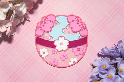 Cute coaster, cherry blossom kawaii coaster, pokeball coaster, kawaii cup bottom, waterproof coaster