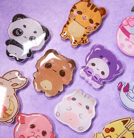 Cute Phone Grips/ kawaii grip/ Acrylic Animal grips/ Tiger acrylic grips/ Kawaii cute Phone Grips/ Bear/ Panda/ hampster