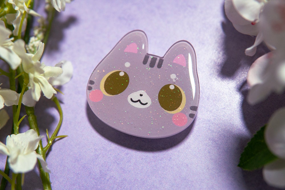 V.9 Cute Kitty Phone Grips/ kawaii grip/ Acrylic Cat grips/ Shiba Inu glitter acrylic grips/ Neko Phone Grips
