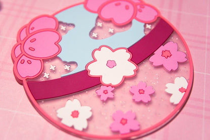 Cute coaster, cherry blossom kawaii coaster, pokeball coaster, kawaii cup bottom, waterproof coaster