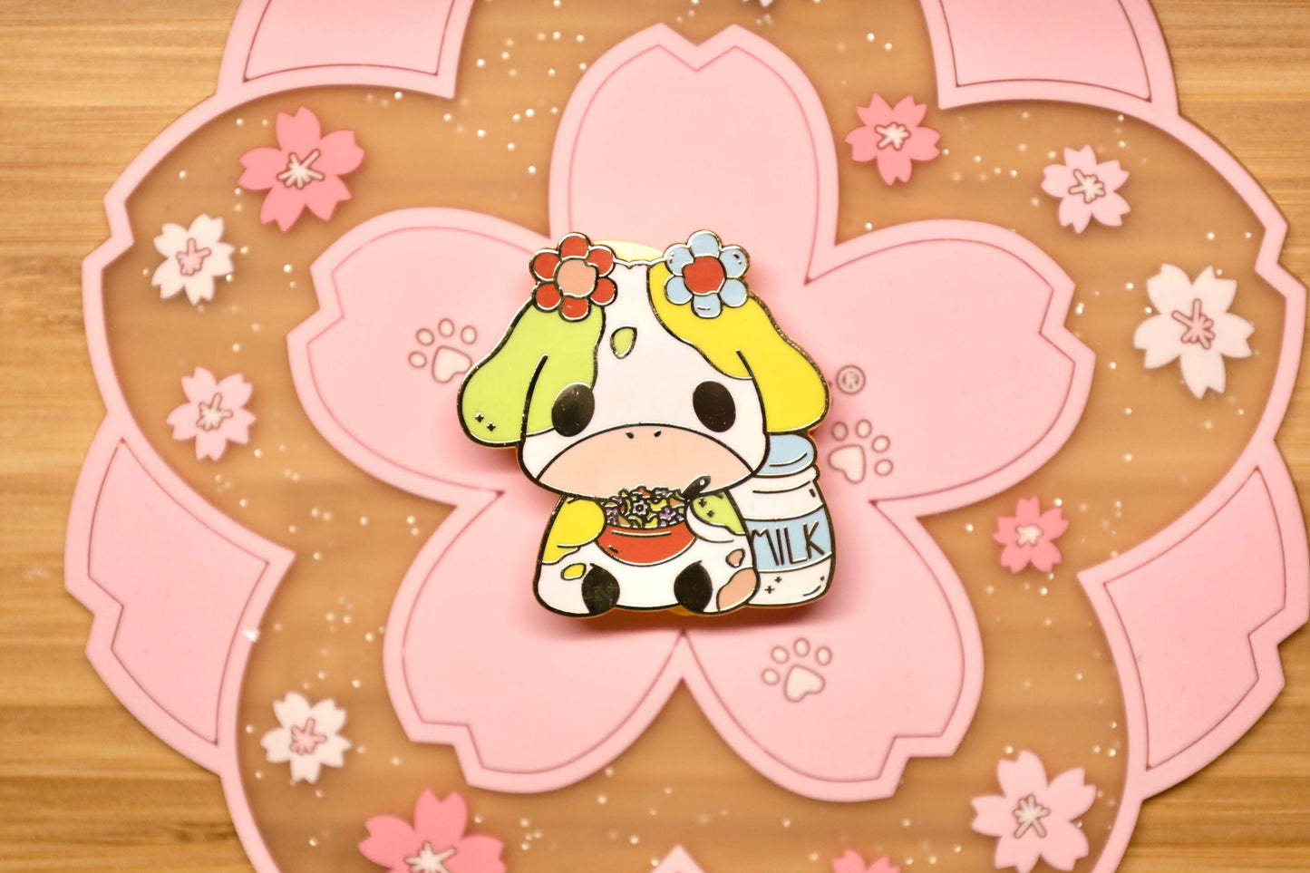 Cow Enamel Pin, Cute Enamel Pin, Cereal cow, lucky charm cow, froot loop cow, kawaii cow, cute cow pins, colorful cow, kawaii enamel pin