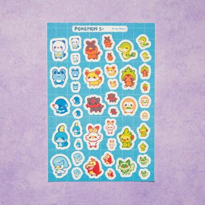 Cute Pokemon Sticker Sheets/ Squirtle Sticker / Beginner Type Stickers/ Gen 1-4 / Gen 5-9 / Kawaii sticker sheets