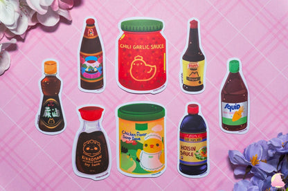 Sauces Series Sticker Waterproof, Matte Stickers, UV light resistance, waterproof stickers, Cute Stickers, Kawaii Asian Sauces Stickers