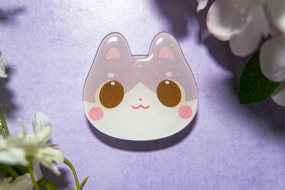 V.9 Cute Kitty Phone Grips/ kawaii grip/ Acrylic Cat grips/ Shiba Inu glitter acrylic grips/ Neko Phone Grips