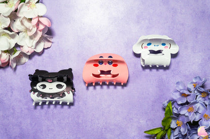 Cute Sanwiou and Pink Boy Kawaii hair clips, Hair claws, Acetate hair claws, Karbe hair clips, Rabbit hair clips, Black rabbit hair claw
