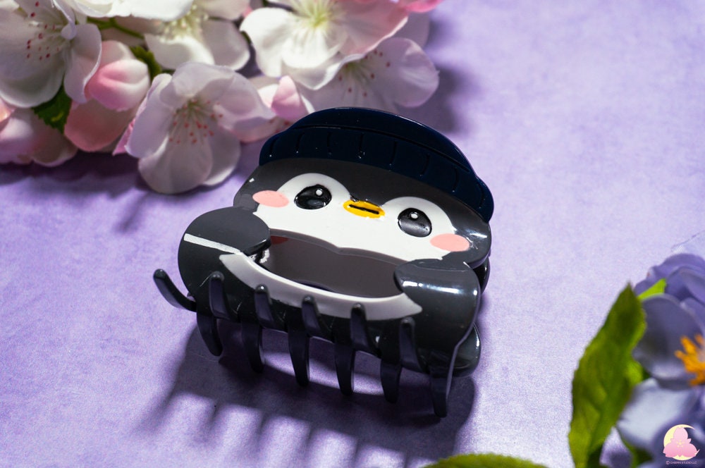 Cute Valo and Avata Kawaii hair clips, Hair claws, Acetate hair claw, hair clips, Cow hair clip, Penguin hair claw, Gummy Pink Hair Claw