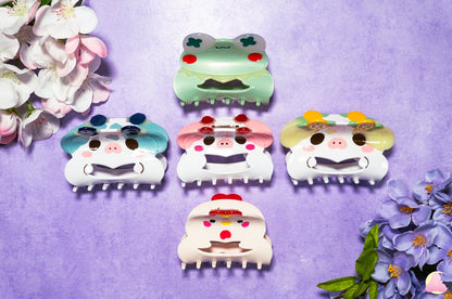 Cute Kawaii Animal hair claws/ Acetate hair claw/ Frog/ Chicken claw/ Lemon cow hair clip/ Blueberry cow hair claw/ Strawberry Cow