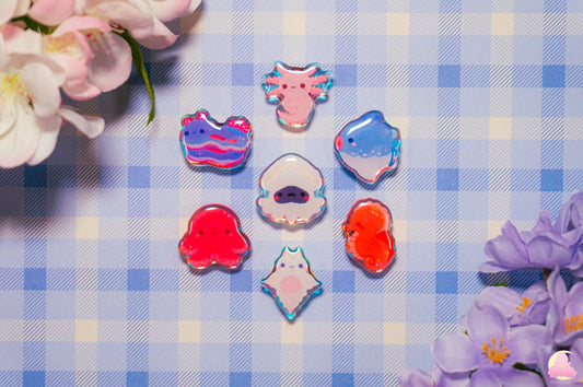 S5 Cute Sea Animal Shoe Charms/ kawaii/ Acrylic/ Shiny acrylic/ Reflective/ Ocean animal/ Octopus/ Axololt