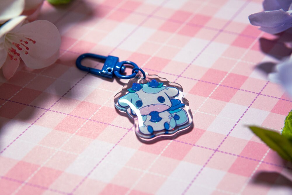 Cow Keychains, Cute keychains, Strawberry cow, boba cow, blueberry cow, lemon cow, cute cow keychains, grape cow, kawaii keychains