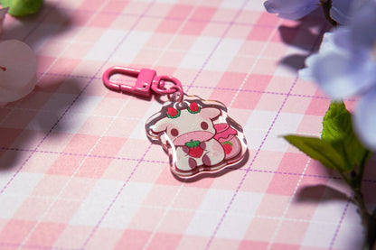 Cow Keychains, Cute keychains, Strawberry cow, boba cow, blueberry cow, lemon cow, cute cow keychains, grape cow, kawaii keychains