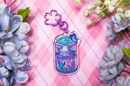 Soda can Keychains, Cute keychains, cherry blosom keychain, ribbon, butterfly, kawaii keychains