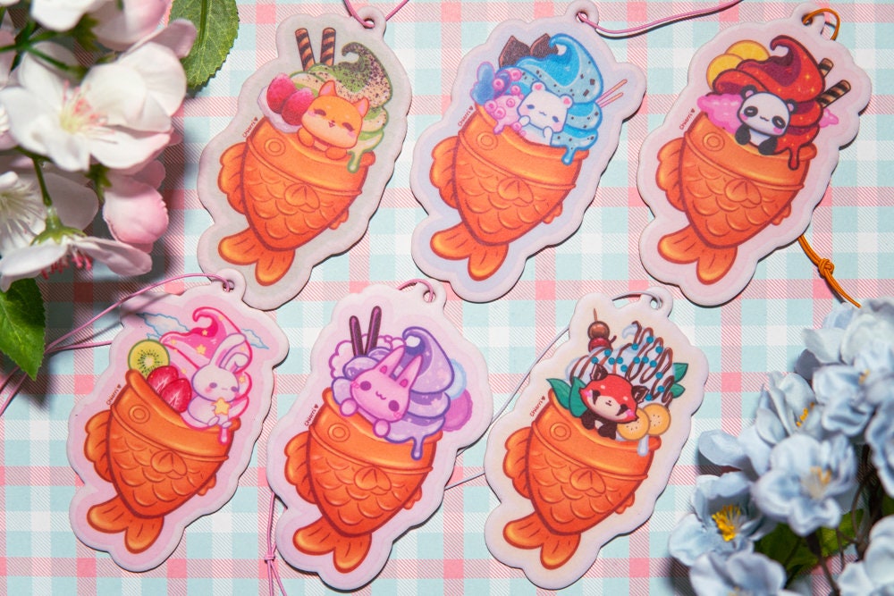 Taiyaki Fish Ice Cream Car freshener, Fruity Taiyaki Air freshener, Kawaii Animal Air freshener, Cute Air freshener