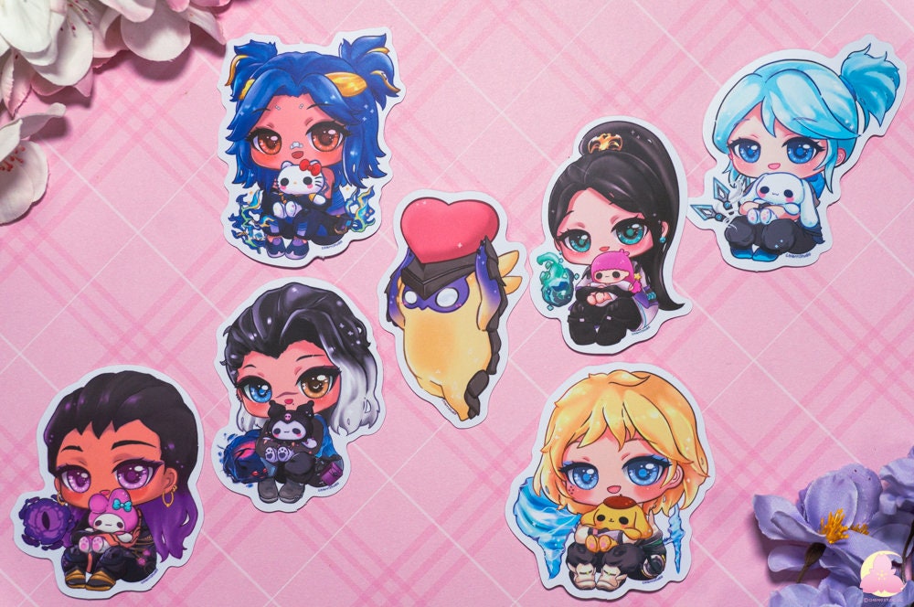 T1 Valorant x Sanwio Sticker Waterproof/ cute stickers/ gamer stickers/ cute stickers/ car stickers/ Jett sticker/ Reyna Sticker/ duelist