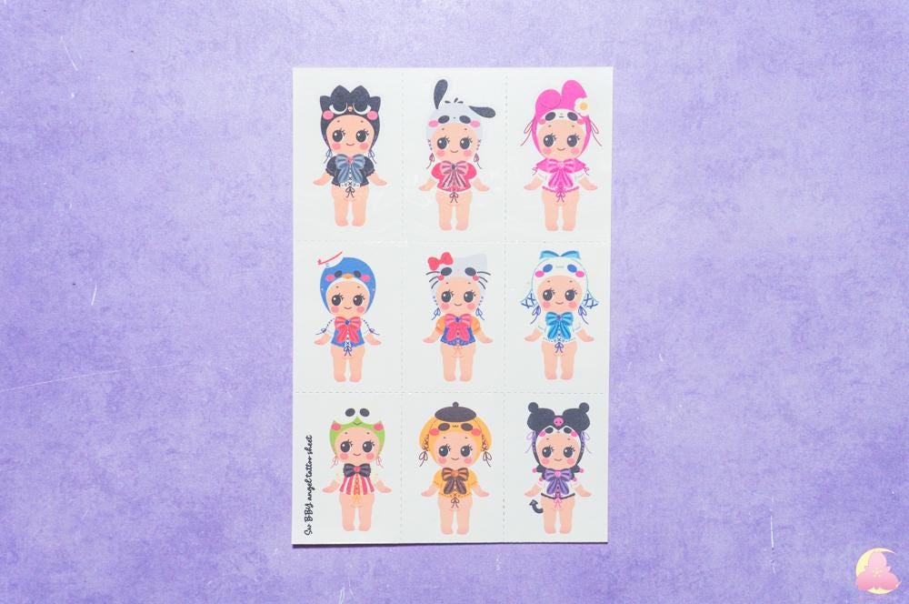 Baby Angel Temporarily Tattoo Sheets | BabyTattoo | Kawaii Yummy Tattoo | Adorable Tattoo | Aesthetic | Kawaii | Stationary Collection