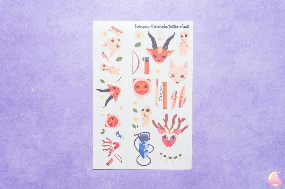Ghib Temporarily Tattoo Sheets | Animals Tattoo | Kawaii Cutesy Tattoo | Gamer Tattoo | Aesthetic | Kawaii | Stationary Collection