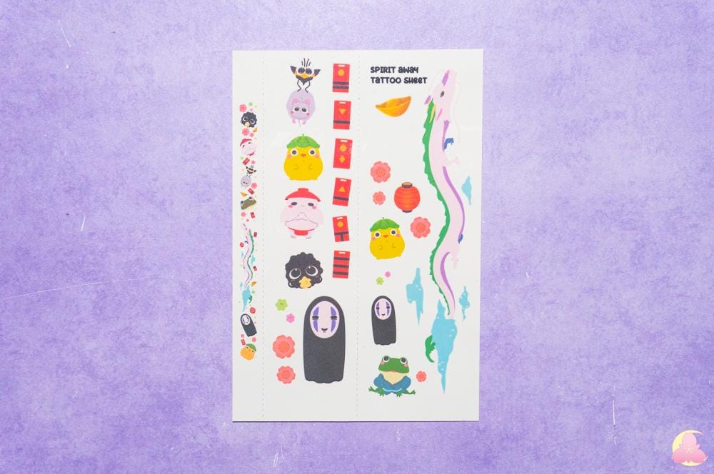 Ghib Temporarily Tattoo Sheets | Animals Tattoo | Kawaii Cutesy Tattoo | Gamer Tattoo | Aesthetic | Kawaii | Stationary Collection