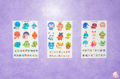 Pokemna Temporarily Tattoo Sheets | Animals Tattoo | Kawaii Cutesy Tattoo | Gamer Tattoo | Aesthetic | Kawaii | Stationary Collection
