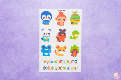 Pokemna Temporarily Tattoo Sheets | Animals Tattoo | Kawaii Cutesy Tattoo | Gamer Tattoo | Aesthetic | Kawaii | Stationary Collection