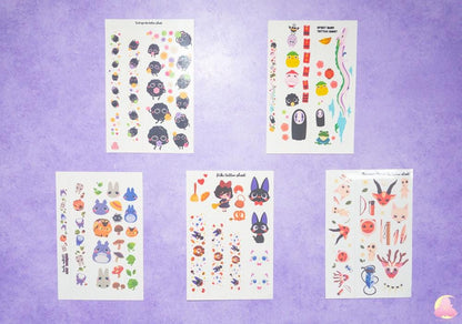 Ghib Temporarily Tattoo Sheets | Animals Tattoo | Kawaii Cutesy Tattoo | Gamer Tattoo | Aesthetic | Kawaii | Stationary Collection
