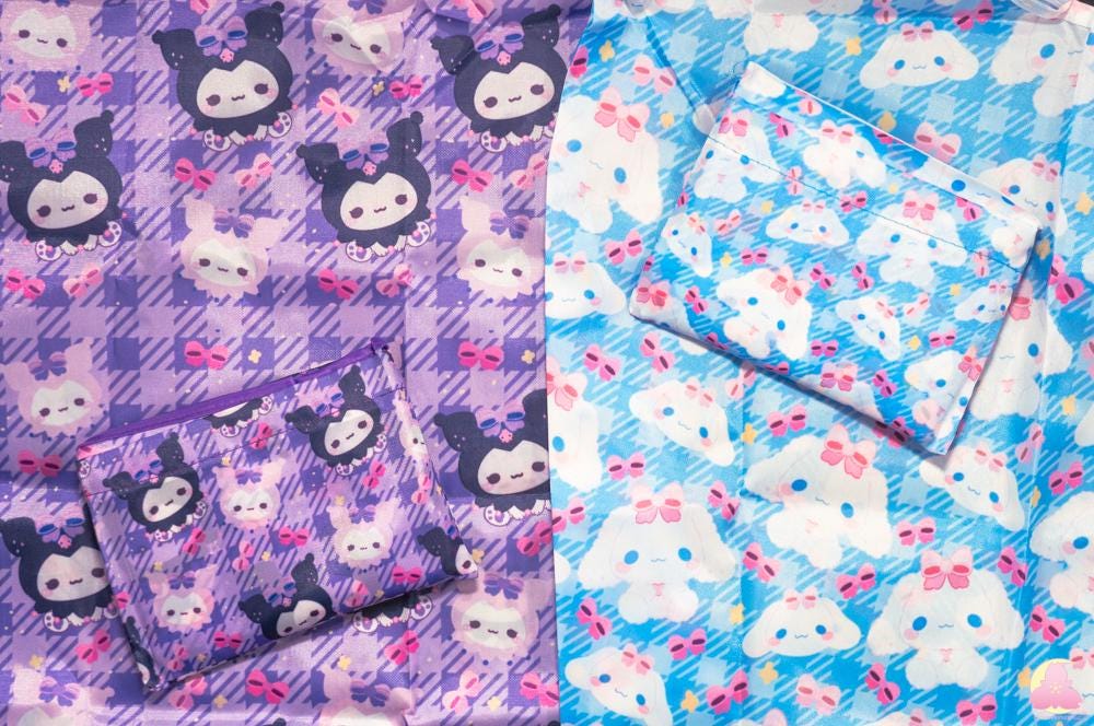 Grocery Shopping Bag | Pocket | Canvas Bag | Kawaii Cute Grocery Reusable Bag | Tug in mini bag | Recycle and reusuable