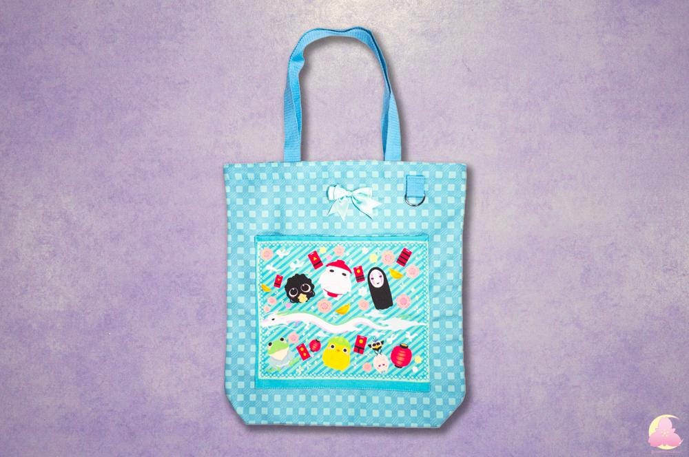 Big Size Tote Bag | Zipper and Pocket | Canvas Tote Bag | Kawaii Cute Tote Bag | Inside Pocket Tote Bag | Outside Pocket Tote Bag