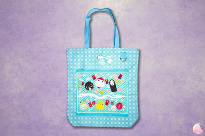 Big Size Tote Bag | Zipper and Pocket | Canvas Tote Bag | Kawaii Cute Tote Bag | Inside Pocket Tote Bag | Outside Pocket Tote Bag